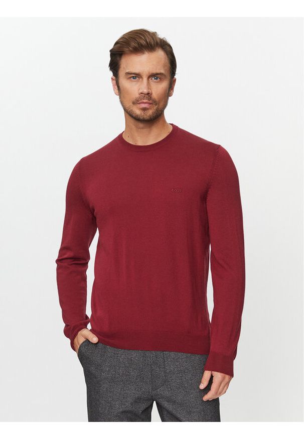 BOSS - Boss Sweter Botto-L 50476364 Czerwony Regular Fit. Kolor: czerwony. Materiał: wełna