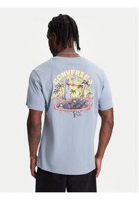 Converse T-Shirt Skeleton Party 10027726-A03 Błękitny Regular Fit. Kolor: niebieski. Materiał: bawełna #4