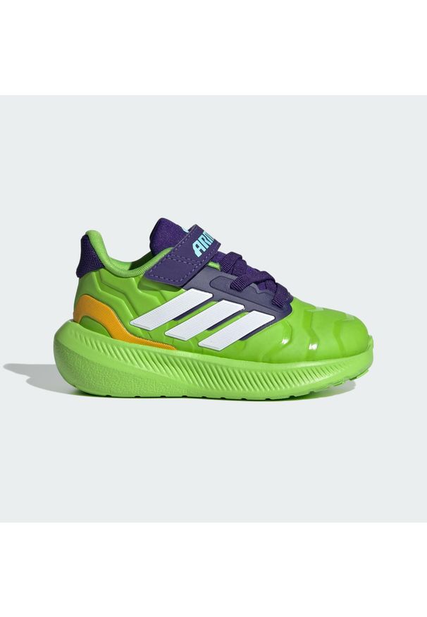 Adidas - Buty adidas Marvel Iron Hulk Runfalcon 5 Kids. Kolor: biały, fioletowy, wielokolorowy, zielony. Wzór: motyw z bajki. Sport: bieganie