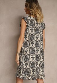 Renee - Czarna Boho Sukienka z Bawełny na Ramiączkach Ozdobiona Falbanką Testalaya. Kolor: czarny. Materiał: bawełna. Długość rękawa: na ramiączkach. Wzór: aplikacja. Sezon: lato. Styl: boho #5