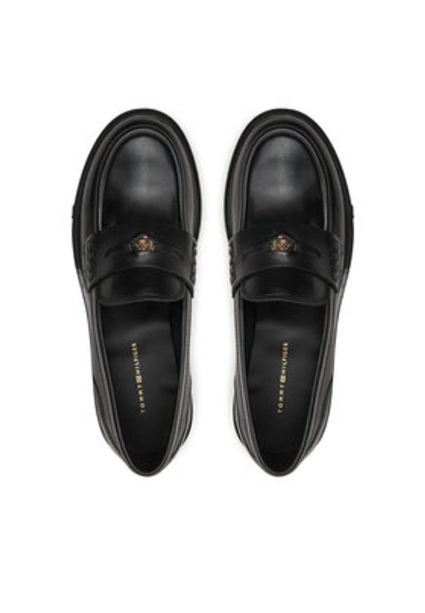 TOMMY HILFIGER - Tommy Hilfiger Lordsy Th Penny Loafer FW0FW08029 Czarny. Kolor: czarny. Materiał: skóra