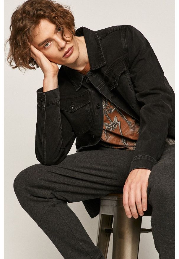 medicine - Medicine - Kurtka jeansowa Rock&Roll. Okazja: na co dzień. Kolor: czarny. Materiał: jeans. Styl: rockowy