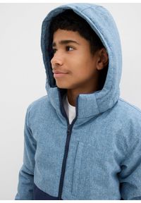 bonprix - Kurtka zimowa ocieplana z blokami kolorów i kapturem. Typ kołnierza: kaptur. Kolor: niebieski. Materiał: materiał. Sezon: zima #3