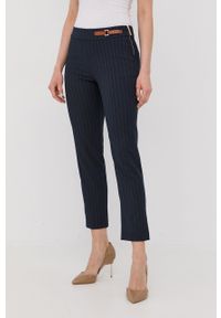 Morgan spodnie damskie kolor granatowy fason cygaretki medium waist. Kolor: niebieski. Materiał: tkanina