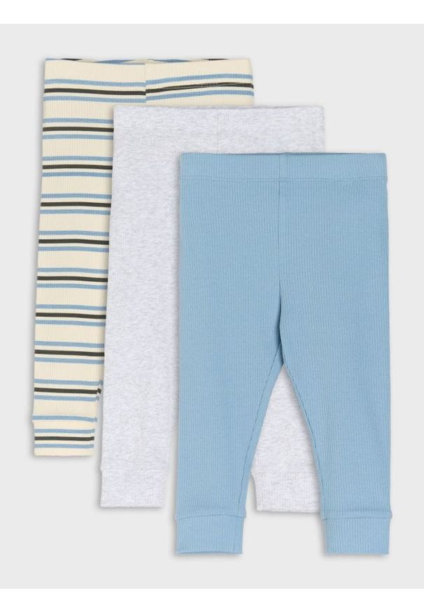 Sinsay - Prążkowane legginsy 3 pack - szary. Kolor: szary. Materiał: prążkowany