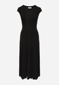 Renee - Czarna Sukienka z Bawełny o Rozkloszowanym Kroju z Dzianiny Portulaca. Okazja: na co dzień. Kolor: czarny. Materiał: bawełna, dzianina. Typ sukienki: proste, rozkloszowane. Styl: casual #3