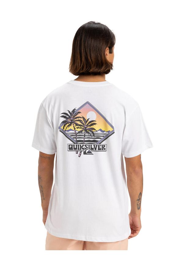 Quiksilver - Koszulka z krótkim rękawem dla Mężczyzn PALM SQUARE Biały. Kolor: biały. Materiał: materiał, bawełna. Długość rękawa: krótki rękaw. Długość: krótkie. Wzór: nadruk