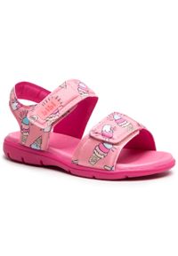 Sandały Bibi Basic Sandals Mini 1101088 Print/Cherry. Kolor: różowy. Materiał: materiał. Wzór: nadruk