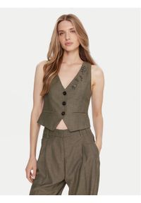 Marella Kamizelka garniturowa Cantico 2523156031 Khaki Slim Fit. Kolor: brązowy. Materiał: syntetyk