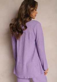 Renee - Fioletowy 3-częściowy Plisowany Komplet z Topem Koszulą i Spodniami Vinett. Kolor: fioletowy. Materiał: tkanina #2