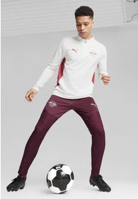 Puma - Męska bluza treningowa z zamkiem 1/4 RB Leipzig PUMA White Club Red. Kolor: czerwony, biały, wielokolorowy