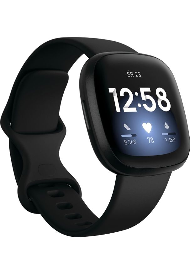 FITBIT - Smartwatch Fitbit Versa 3 Czarny (FB511BKBK). Rodzaj zegarka: smartwatch. Kolor: czarny