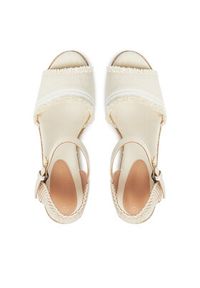 TOMMY HILFIGER - Tommy Hilfiger Espadryle Fringe Canvas Medium Wedge FW0FW08879 Beżowy. Kolor: beżowy. Materiał: materiał #4