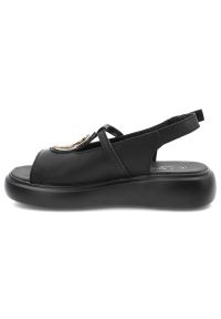 Czarne Sandały S.Barski Eleganckie Obuwie Damskie. Zapięcie: pasek. Kolor: czarny. Materiał: materiał. Wzór: aplikacja. Sezon: lato. Styl: elegancki #3