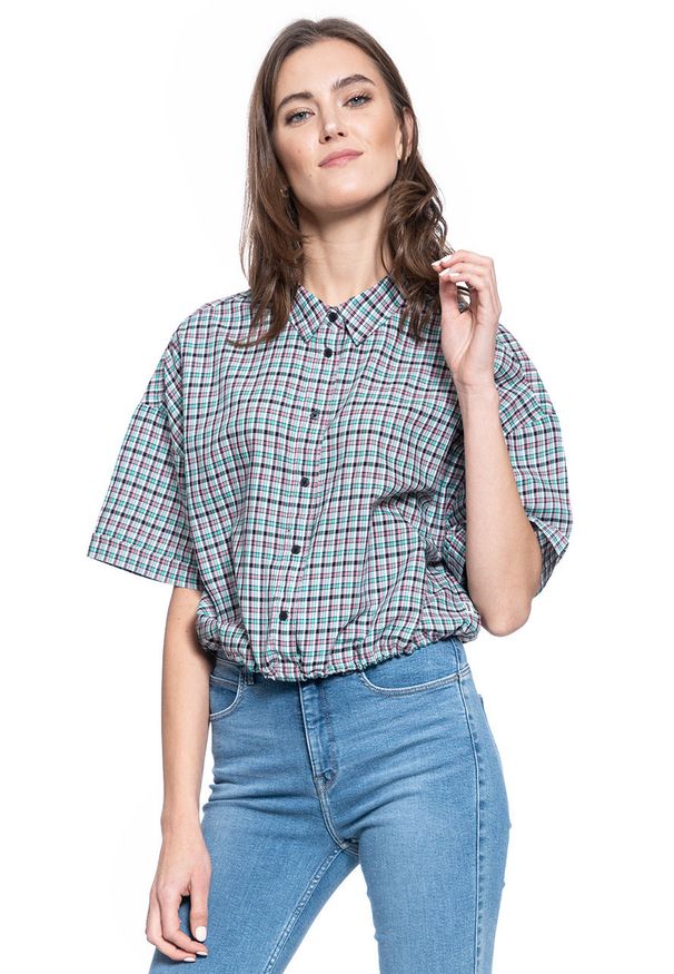 Wrangler - DAMSKA KOSZULA MATERIAŁOWA WRANGLER 80s SS SHIRT BUBBLEGUM PINK W5R2OIP09 112130306. Materiał: materiał