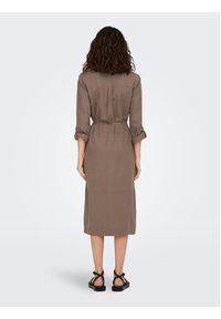 only - ONLY Sukienka koszulowa 15278720 Brązowy Relaxed Fit. Kolor: brązowy. Materiał: len. Typ sukienki: koszulowe