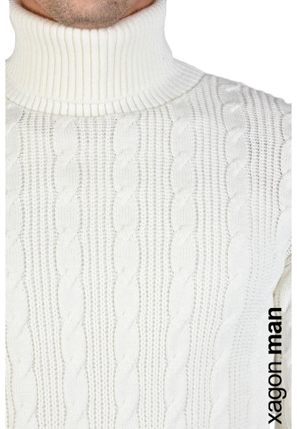 Xagon Man Sweter "Turtle Neck" | A2108 1J 0712 | Mężczyzna | Kremowy. Okazja: na co dzień. Typ kołnierza: golf. Kolor: kremowy. Materiał: akryl, wiskoza, wełna. Wzór: ze splotem. Styl: casual