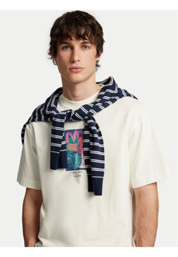 Selected Homme T-Shirt Will 16097225 Écru Relaxed Fit. Kolor: kremowy. Materiał: bawełna