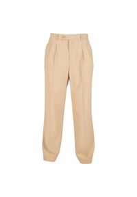 Urban Classics - Męskie Spodnie Z Podwójną Plisą. Kolor: beżowy. Długość: długie