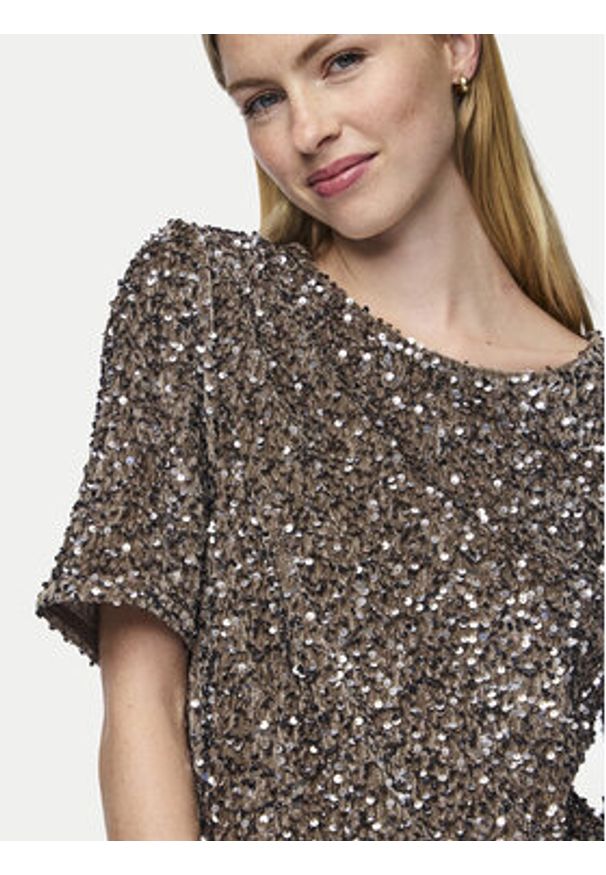 Pieces Bluzka Kam 17132951 Złoty Regular Fit. Kolor: złoty. Materiał: syntetyk