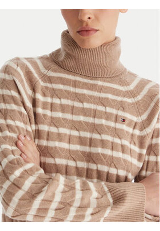 TOMMY HILFIGER - Tommy Hilfiger Golf WW0WW46791 Beżowy Regular Fit. Typ kołnierza: golf. Kolor: beżowy. Materiał: wełna