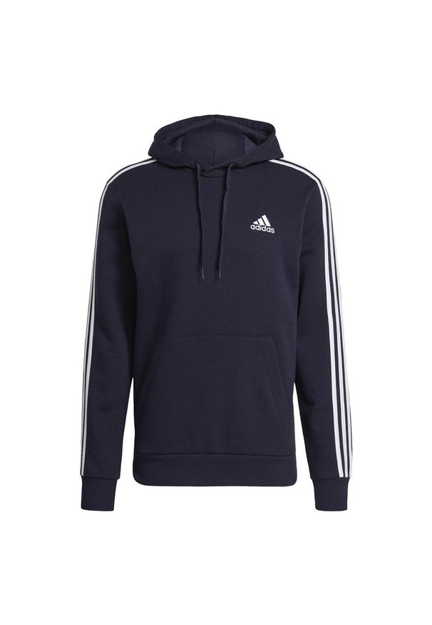 Adidas - Bluza z kapturem adidas Essentials Fleece 3-Stripes, Mężczyźni. Typ kołnierza: kaptur. Kolor: biały, wielokolorowy, niebieski. Materiał: bawełna, materiał