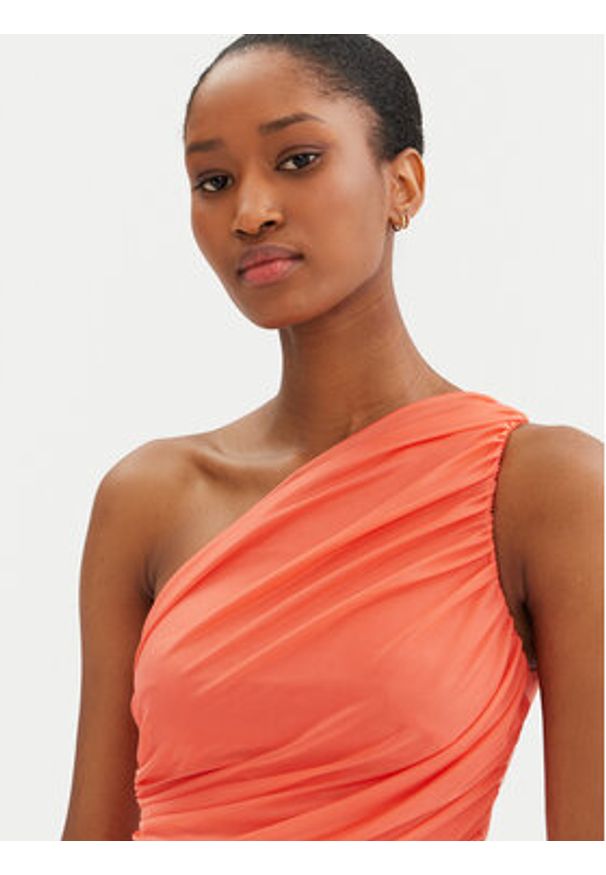 Pinko - PINKO Top 105048 A2F1 Koralowy Slim Fit. Kolor: pomarańczowy. Materiał: syntetyk