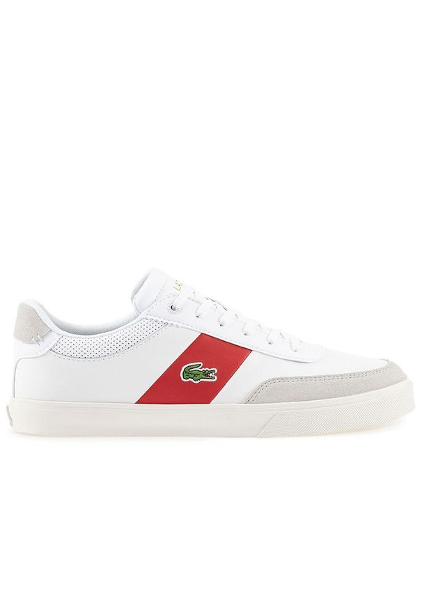 Buty Lacoste Court-Master Pro 2221 744SMA0037-286 - białe. Okazja: na co dzień. Kolor: biały. Materiał: guma, skóra, syntetyk, materiał, zamsz. Szerokość cholewki: normalna