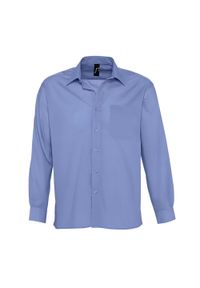SOL'S - Męska Koszula Z Długim Rękawem Baltimore Poplin. Kolor: wielokolorowy, niebieski, zielony. Długość rękawa: długi rękaw. Długość: długie