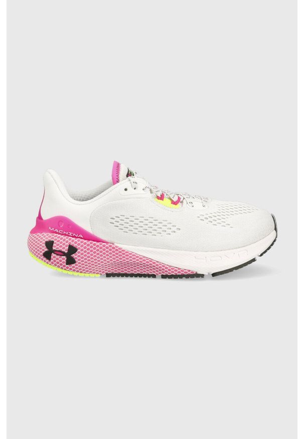 Under Armour buty do biegania Hovr Machina 3 kolor biały. Kolor: biały. Materiał: guma. Szerokość cholewki: normalna. Wzór: aplikacja. Sport: bieganie