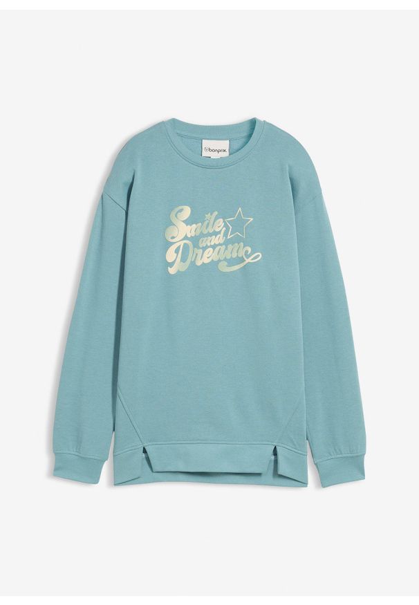 bonprix - Bluza oversize z czystej bawełny organicznej. Kolor: niebieski. Materiał: bawełna