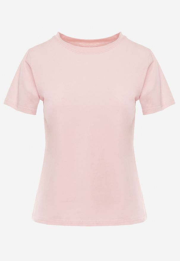 Renee - Różowy Casualowy Bawełniany T-shirt Rivali. Okazja: na co dzień. Kolor: różowy. Materiał: bawełna. Styl: casual