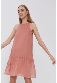 Vero Moda Sukienka kolor różowy mini rozkloszowana. Kolor: różowy. Materiał: tkanina, poliester. Typ sukienki: rozkloszowane. Długość: mini #3