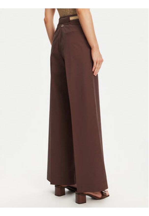 TwinSet - TWINSET Spodnie palazzo 251TT2105 Brązowy Wide Leg. Kolor: brązowy. Materiał: bawełna