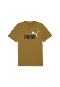Puma - Męska koszulka Essentials z dwukolorowym logo No. 1 PUMA. Kolor: brązowy. Materiał: guma. Wzór: nadruk. Sport: fitness #1