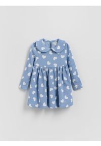 Reserved - Wzorzysta sukienka z kołnierzykiem - wielobarwny. Materiał: dzianina #1