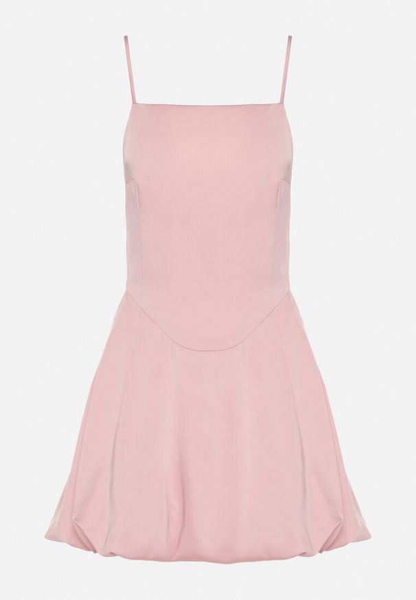 Born2be - Różowa Sukienka Vices na Ramiączkach o Fasonie Bombki Folonna. Okazja: na co dzień. Typ kołnierza: dekolt kwadratowy. Kolor: różowy. Długość rękawa: na ramiączkach. Typ sukienki: bombki. Styl: elegancki, casual