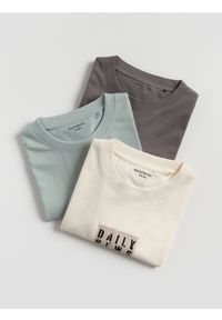 Reserved - Bawełniany t-shirt 3 pack - jasnoniebieski. Kolor: niebieski. Materiał: bawełna