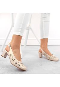 Sandały damskie pełne ażurowe beżowy perła Sergio Leone SK179. Kolor: beżowy. Wzór: ażurowy #2