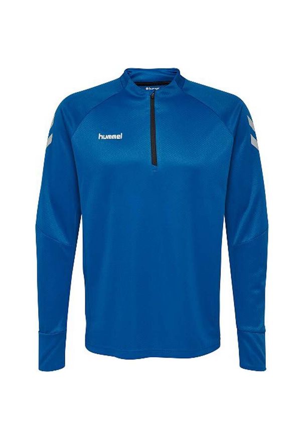 Męska bluza Hummel Tech Move Half Zip niebieska1 niebieska. Kolor: biały, niebieski, wielokolorowy. Materiał: elastan, poliamid, poliester. Sport: piłka nożna