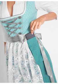 Sukienka w ludowym stylu z koronkowym fartuchem bonprix niebieski mineralny wzorzysty. Kolor: niebieski. Materiał: koronka #3