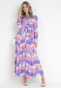 Born2be - Fioletowa Sukienka Nephohsa. Kolor: fioletowy. Materiał: materiał. Długość rękawa: długi rękaw. Typ sukienki: koszulowe. Styl: elegancki. Długość: maxi #4
