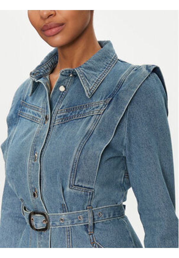 Morgan Sukienka jeansowa 251-RICOLI Szary Regular Fit. Kolor: szary. Materiał: bawełna