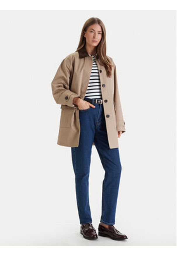 TOMMY HILFIGER - Tommy Hilfiger Płaszcz przejściowy 2-In-1 WW0WW47765 Beżowy Regular Fit. Kolor: beżowy. Materiał: bawełna