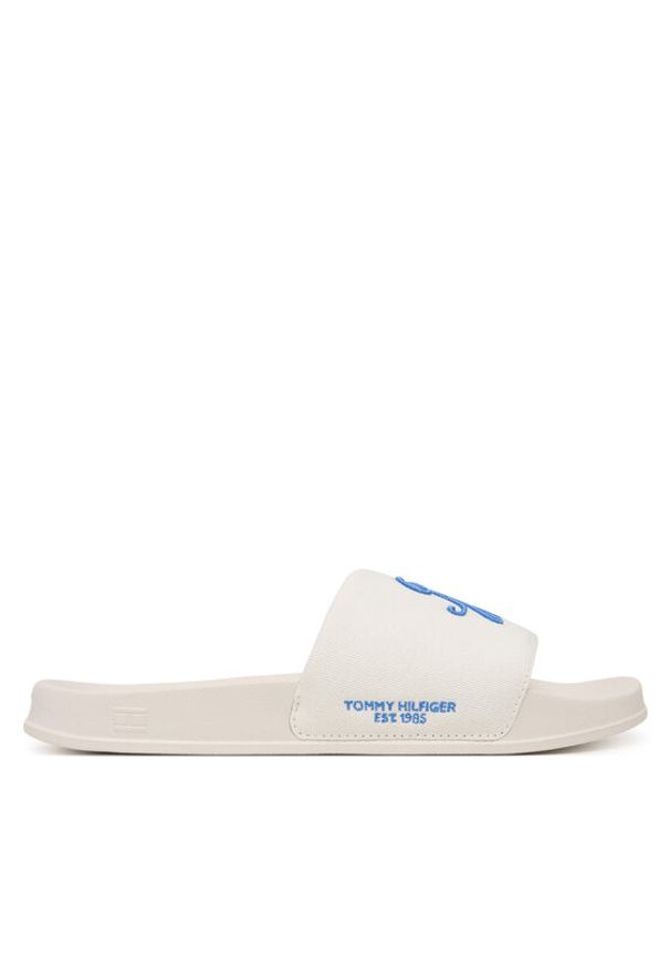 TOMMY HILFIGER - Tommy Hilfiger Klapki Logo Embroidery Canvas Pool Slides FM0FM05858 Biały. Kolor: biały. Materiał: materiał