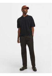 Jack & Jones Polo Linen 12252748 Czarny Regular Fit. Typ kołnierza: polo. Kolor: czarny. Materiał: bawełna #5