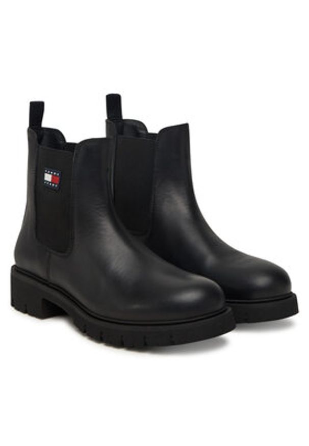 Tommy Jeans Sztyblety Tjw Chelsea Leather Boot EN0EN02825 Czarny. Kolor: czarny. Materiał: skóra