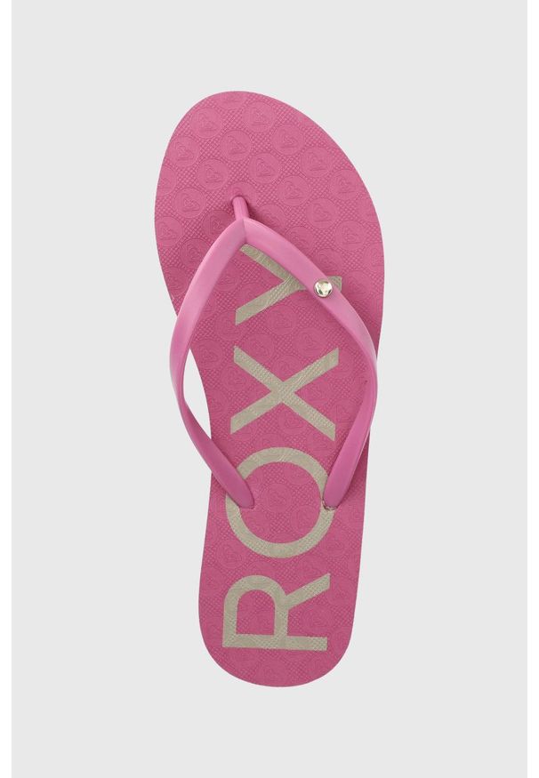 Roxy - Japonki. Kolor: różowy. Materiał: materiał. Obcas: na obcasie. Wysokość obcasa: niski