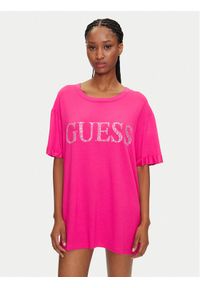 Guess T-Shirt E5GI07 K68D2 Różowy Regular Fit. Kolor: różowy. Materiał: wiskoza