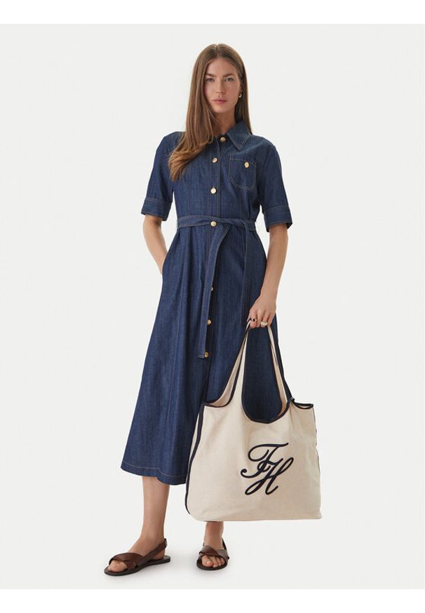 TOMMY HILFIGER - Tommy Hilfiger Torebka Th Summer Tote Canvas AW0AW18398 Biały. Kolor: biały